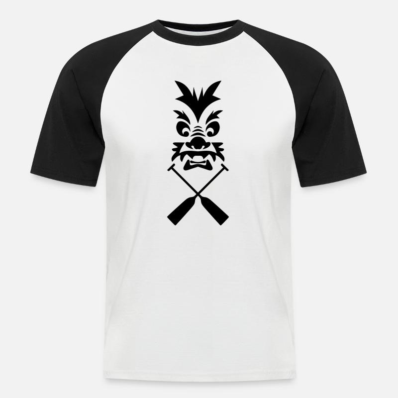 Drachenboot Drache Paddel 1c - Männer Baseball-T-Shirt - Weiß/Schwarz