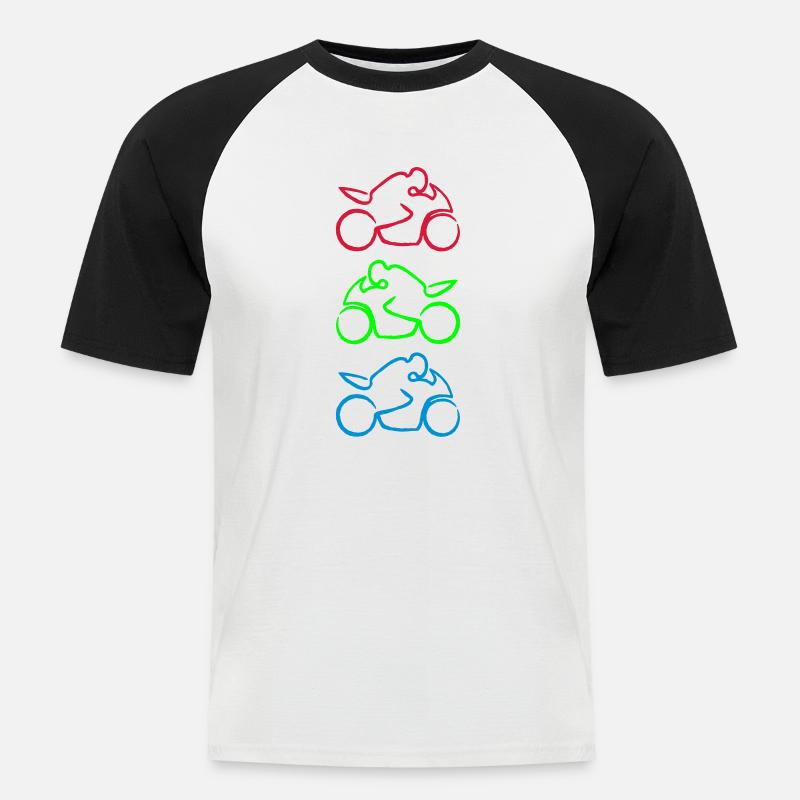 motorcycle 3c - Männer Baseball-T-Shirt - Weiß/Schwarz