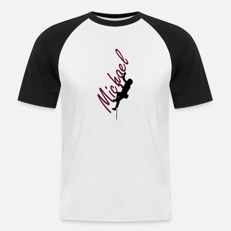 Klettern - Michael - Männer Baseball-T-Shirt - Weiß/Schwarz