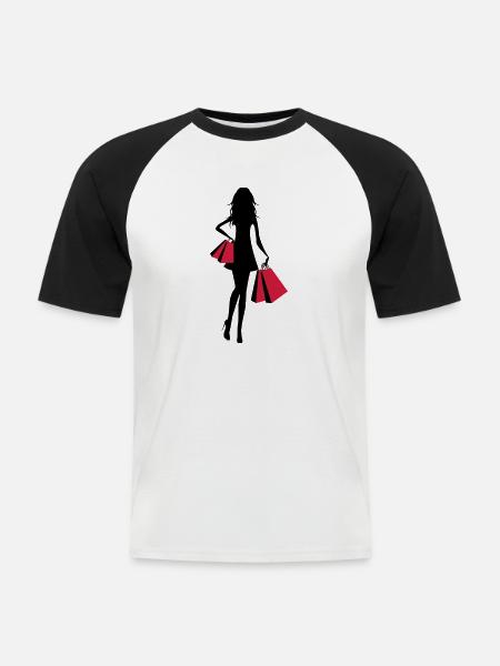 Shopping - Männer Baseball-T-Shirt - Weiß/Schwarz