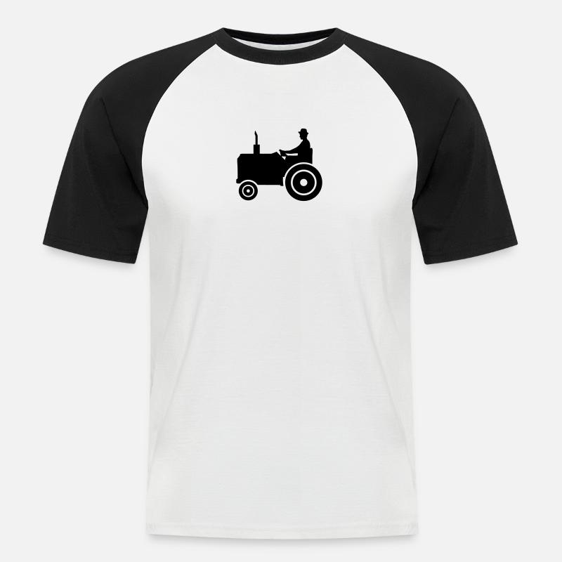 Traktor - Männer Baseball-T-Shirt - Weiß/Schwarz