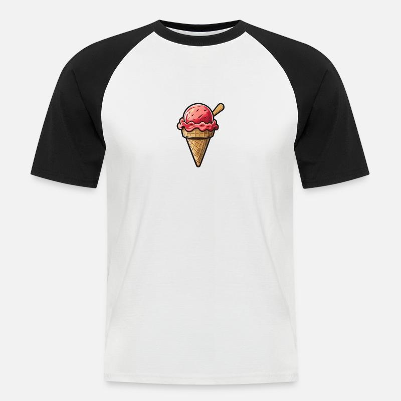 Eis - Männer Baseball-T-Shirt - Weiß/Schwarz
