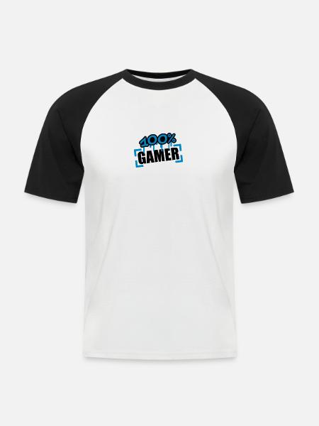 100 Procent Gamer - T-shirt baseball manches courtes Homme - blanc/noir