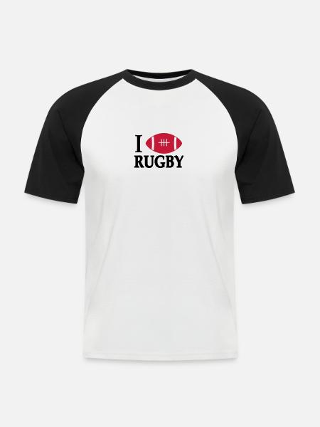 RUGBY - Männer Baseball-T-Shirt - Weiß/Schwarz