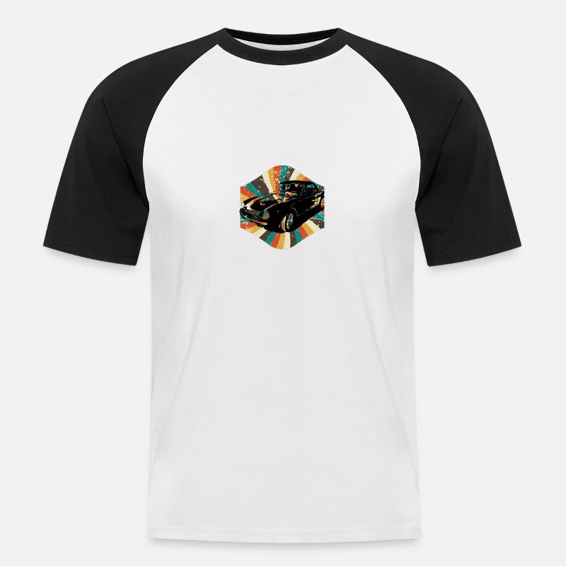 Oldtimer - Männer Baseball-T-Shirt - Weiß/Schwarz