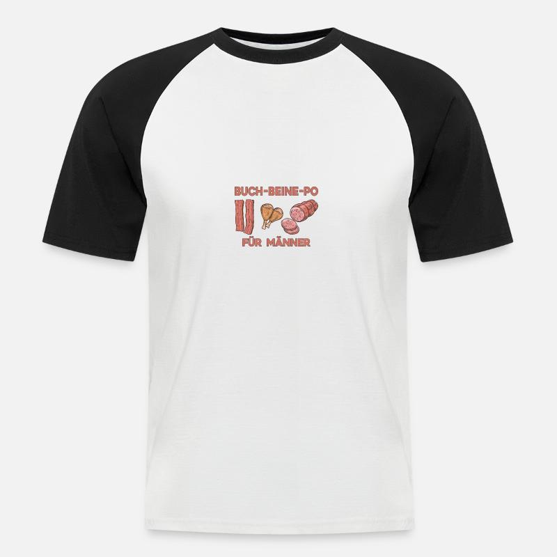 Fleisch Liebe Fleisch Schweinefleisch Hühnerfleisc - Männer Baseball-T-Shirt - Weiß/Schwarz