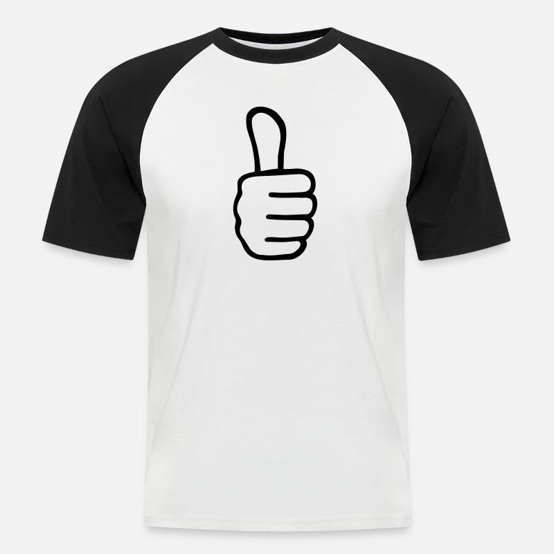 Daumen - Männer Baseball-T-Shirt - Weiß/Schwarz