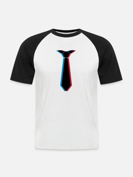 3d_krawatte_3c - Männer Baseball-T-Shirt - Weiß/Schwarz