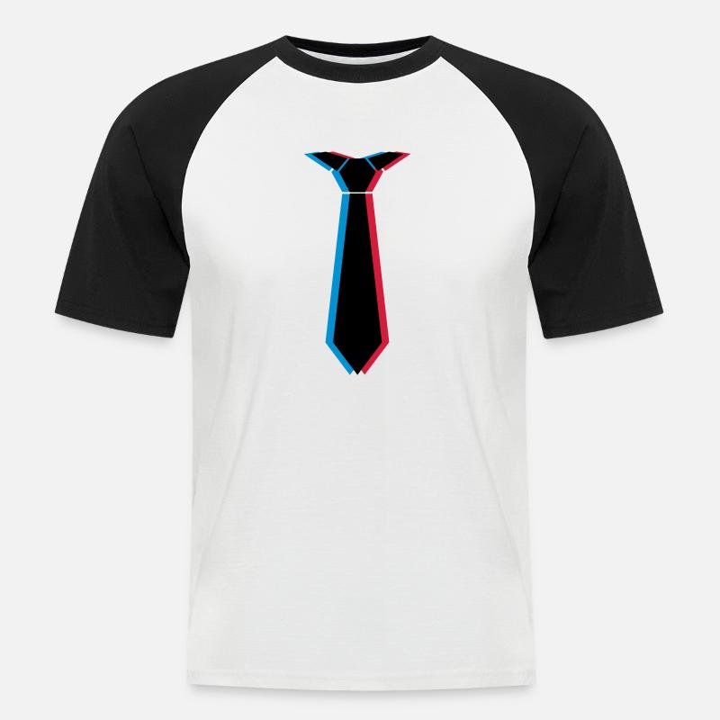 3d_krawatte_3c - Männer Baseball-T-Shirt - Weiß/Schwarz