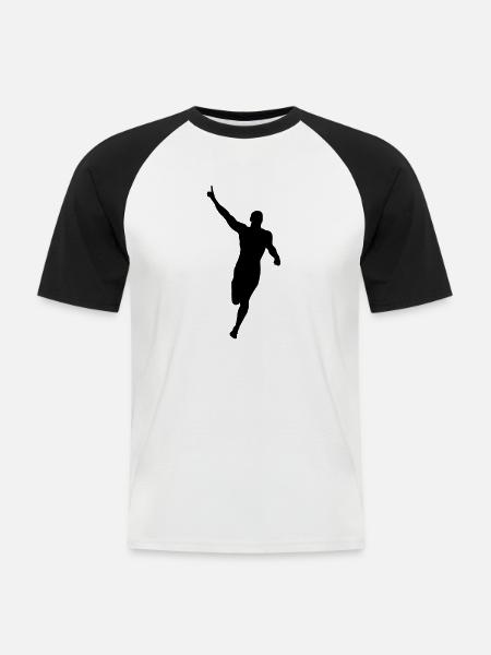 man who wins - race - Men's Baseball T-Shirt - white/black