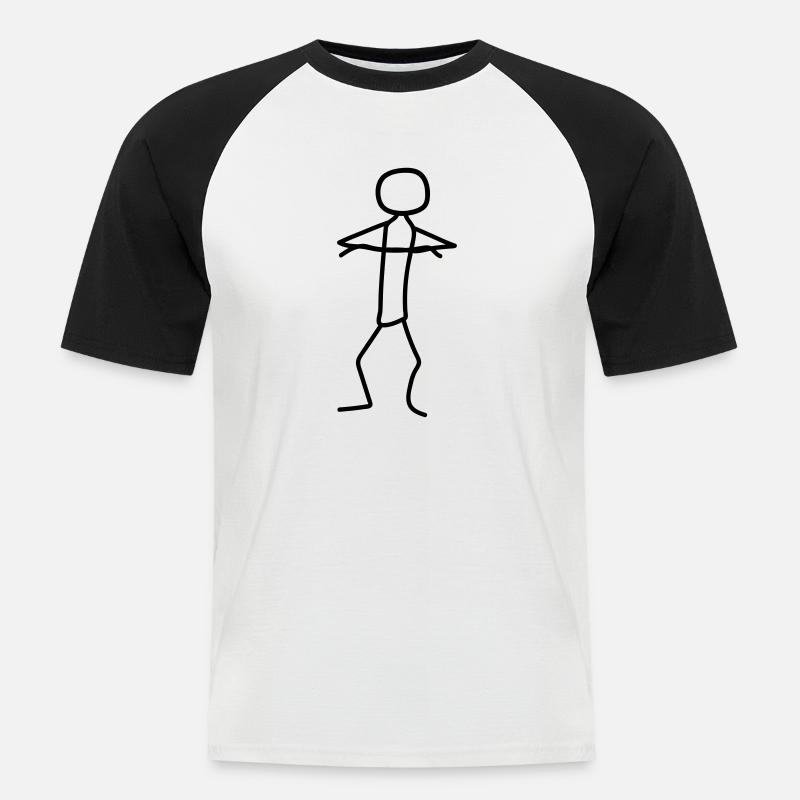 skeptisch strichmaennchen beleidigt arme verschrae - Männer Baseball-T-Shirt - Weiß/Schwarz