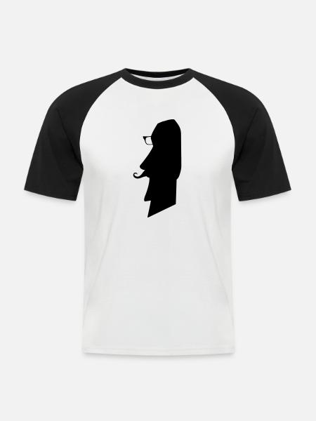 moai_hipster_02 - Men's Baseball T-Shirt - white/black