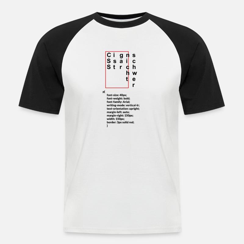 CSS ist gar nicht schwer - Männer Baseball-T-Shirt - Weiß/Schwarz