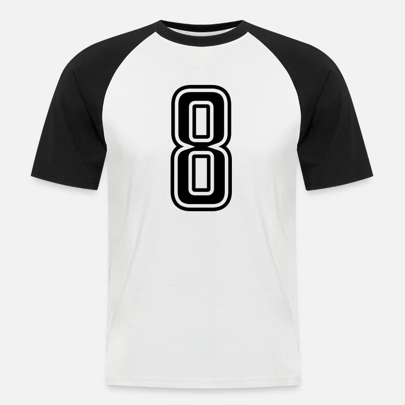8 - Männer Baseball-T-Shirt - Weiß/Schwarz