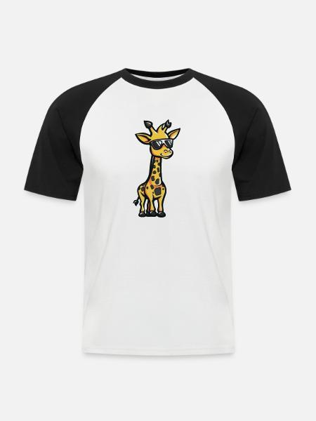 Giraffe Comic Cool - Männer Baseball-T-Shirt - Weiß/Schwarz