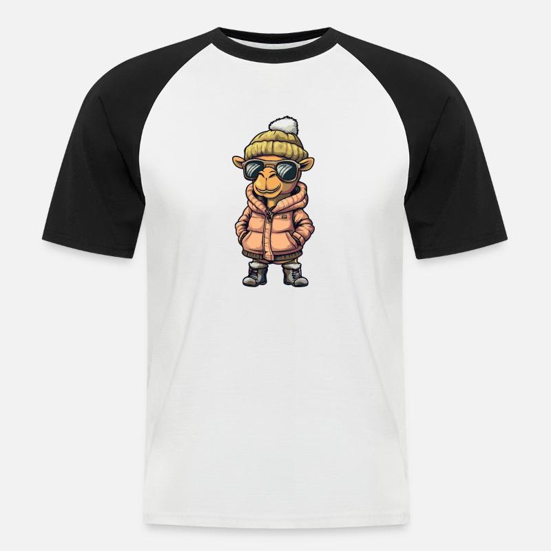 Kamel Cool Comic - Männer Baseball-T-Shirt - Weiß/Schwarz