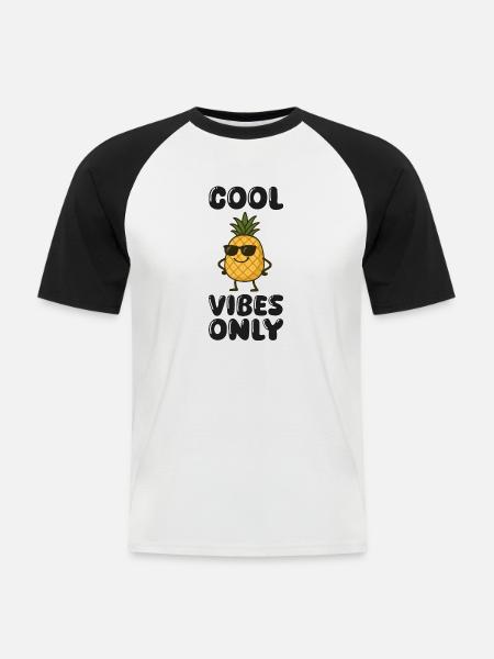 ananas comic - Männer Baseball-T-Shirt - Weiß/Schwarz