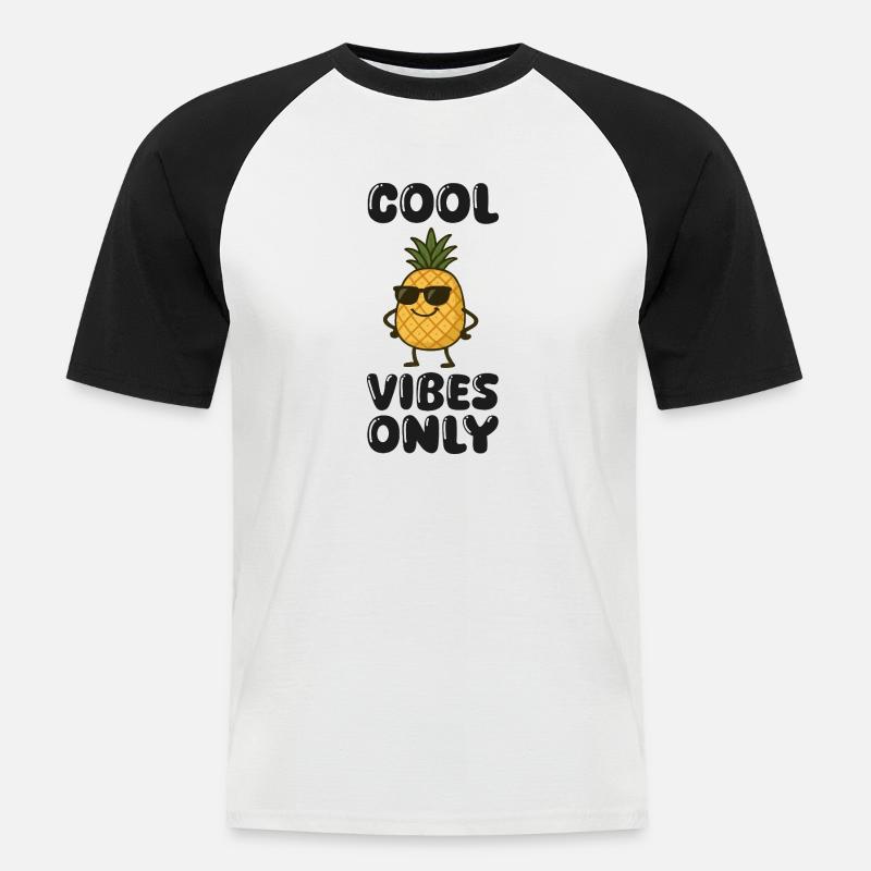 Bande dessinée ananas - T-shirt baseball manches courtes Homme - blanc/noir