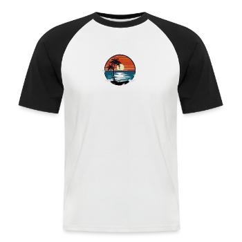 Tropischer Traumstrand - Männer Baseball-T-Shirt - Weiß/Schwarz - Vorne - Nik (191cm)