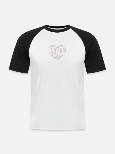 Peace Herz-Friedens Grafik - Männer Baseball-T-Shirt - Weiß/Schwarz