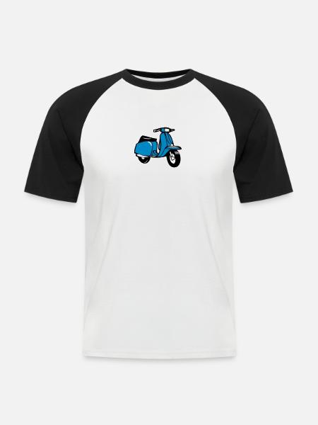 motorroller cool - Männer Baseball-T-Shirt - Weiß/Schwarz