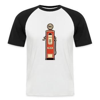 Gas Pump Retro - Men's Baseball T-Shirt - white/black - Front - Nik (191cm)