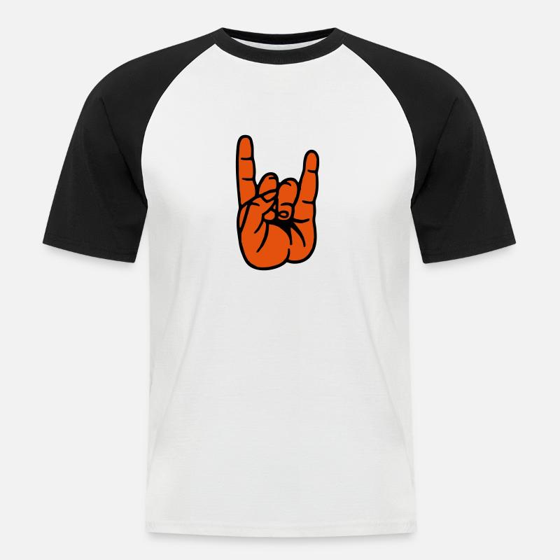 Devil Rock Hand - Männer Baseball-T-Shirt - Weiß/Schwarz