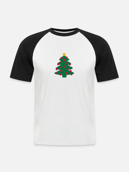 Weihnachtsbaum - Männer Baseball-T-Shirt - Weiß/Schwarz