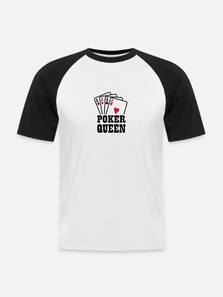 Poker Queen - Men's Baseball T-Shirt - white/black