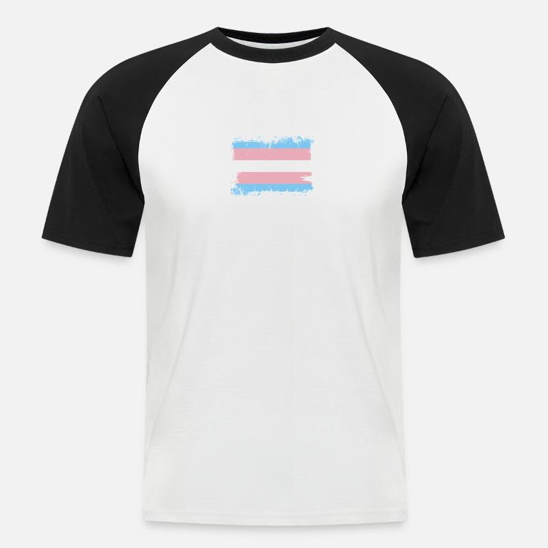 Trans Pride Flag - Männer Baseball-T-Shirt - Weiß/Schwarz