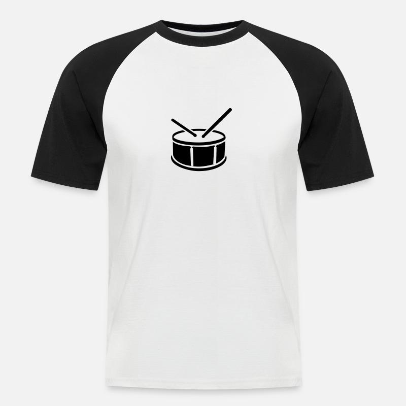 Trommel - Männer Baseball-T-Shirt - Weiß/Schwarz