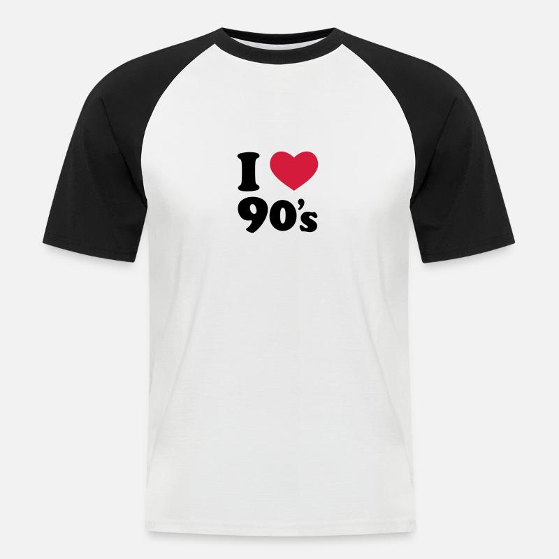90's - Männer Baseball-T-Shirt - Weiß/Schwarz