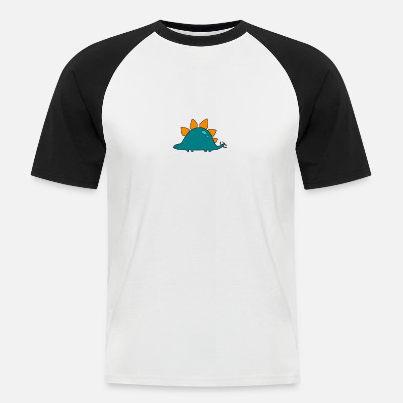 Stegosaurus - Männer Baseball-T-Shirt - Weiß/Schwarz