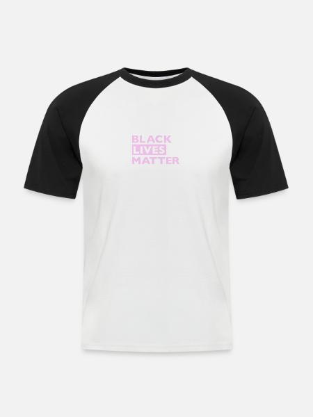 Black Lives Matter Pink - Männer Baseball-T-Shirt - Weiß/Schwarz