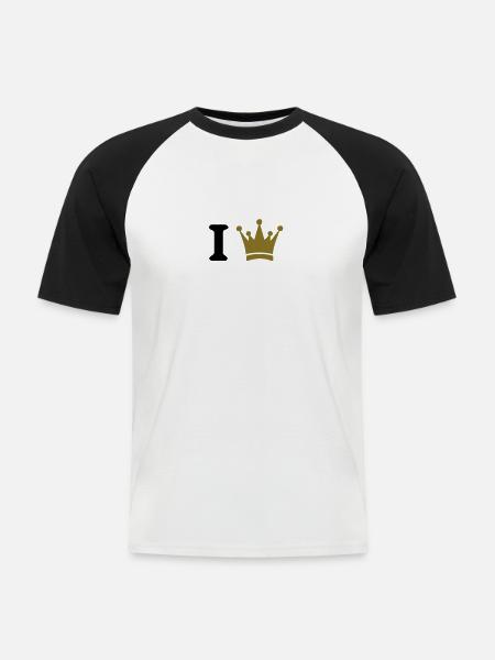 i king - T-shirt baseball manches courtes Homme - blanc/noir