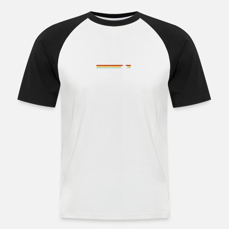 Retro Stripes Bicycle on Gradient Banner - Men's Baseball T-Shirt - white/black