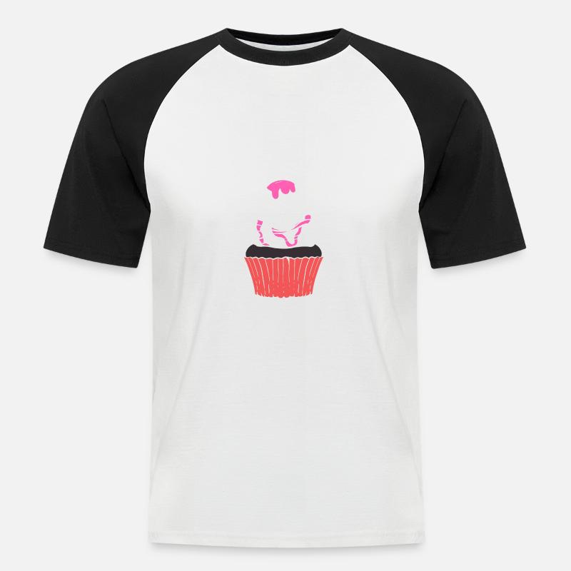 Skull Cupcake Baker Gift - Men's Baseball T-Shirt - white/black