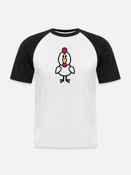 Poule - T-shirt baseball manches courtes Homme - blanc/noir