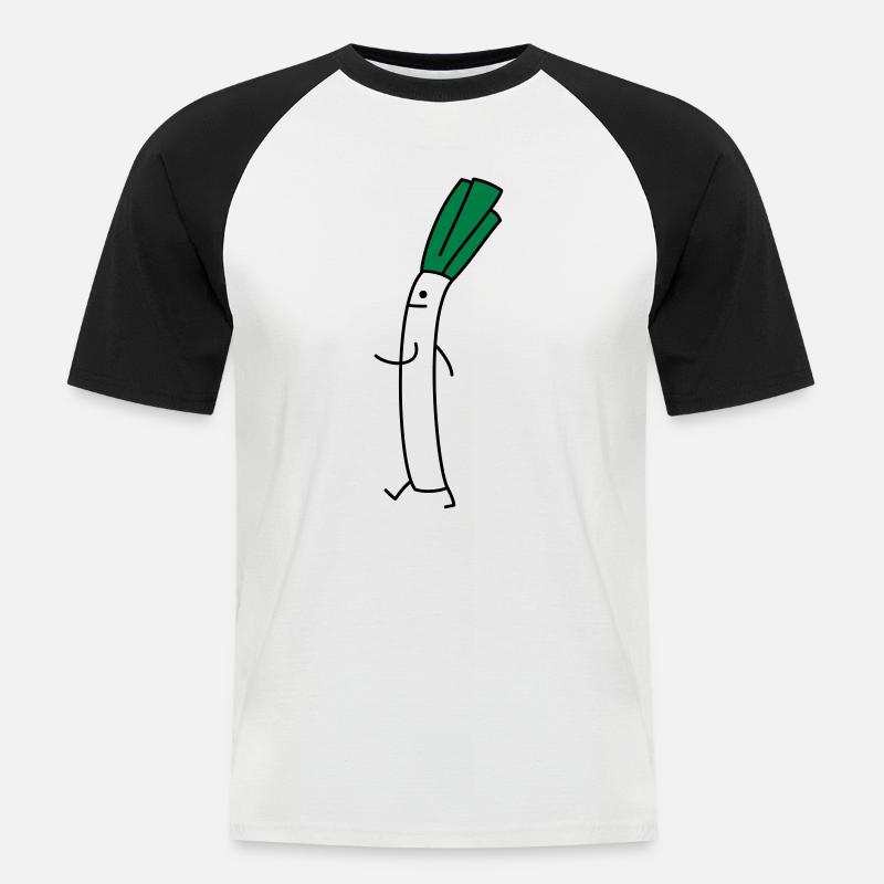 Lustiger Lauch - Männer Baseball-T-Shirt - Weiß/Schwarz