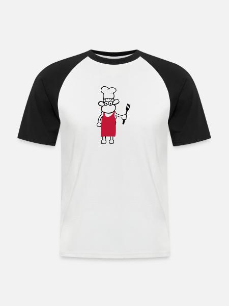 Sheep Cook - Men's Baseball T-Shirt - white/black