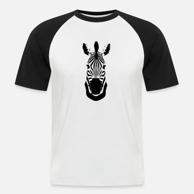 Zebra - Männer Baseball-T-Shirt - Weiß/Schwarz