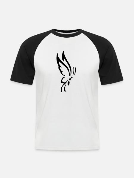 Schmetterling - Männer Baseball-T-Shirt - Weiß/Schwarz