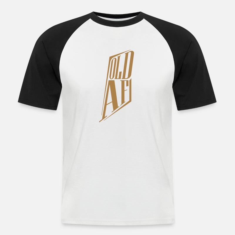 old AF Text Logo - Männer Baseball-T-Shirt - Weiß/Schwarz