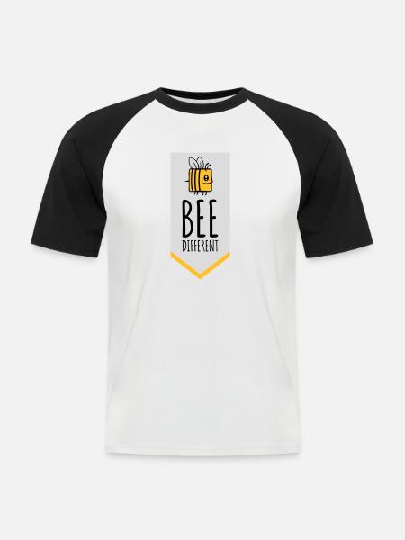 bee citation différente - T-shirt baseball manches courtes Homme - blanc/noir