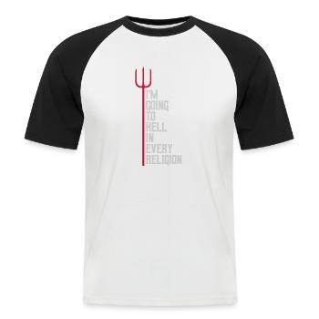 En allant en enfer - T-shirt baseball manches courtes Homme - blanc/noir - Devant - Nik (191cm)