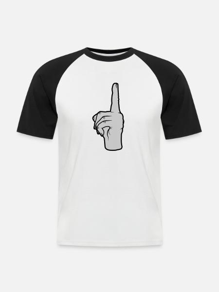 Finger points up - Men's Baseball T-Shirt - white/black
