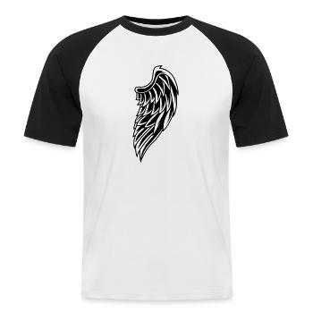 wings - Männer Baseball-T-Shirt - Weiß/Schwarz - Vorne - Nik (191cm)