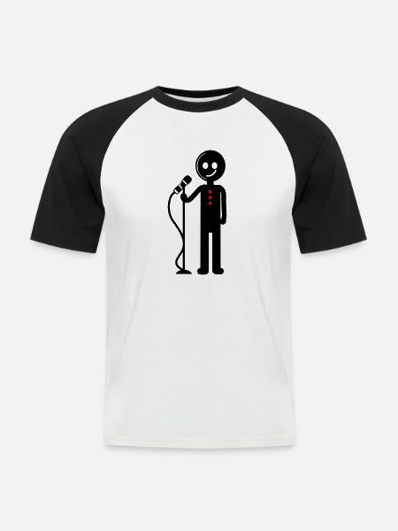 Entertainer Singer with Microphone - Men's Baseball T-Shirt - white/black