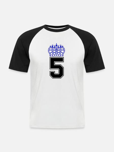 5 krone - Männer Baseball-T-Shirt - Weiß/Schwarz