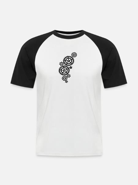 Zahnräder / gears (a, 1c) - Men's Baseball T-Shirt - white/black